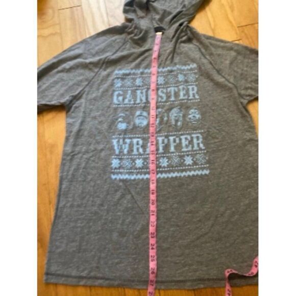 One Messy Bun Grey Gangster Wrapper Graphic casual Hooded Long Sleeve Shirt lrg - Picture 6 of 8